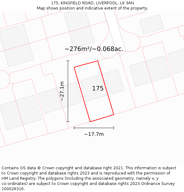 175, KINGFIELD ROAD, LIVERPOOL, L9 3AN: Plot and title map
