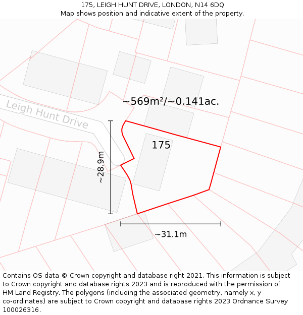 175, LEIGH HUNT DRIVE, LONDON, N14 6DQ: Plot and title map