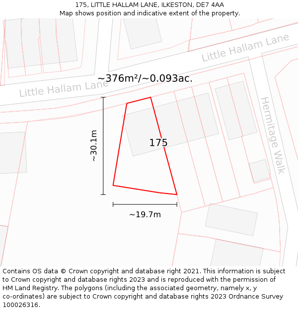 175, LITTLE HALLAM LANE, ILKESTON, DE7 4AA: Plot and title map