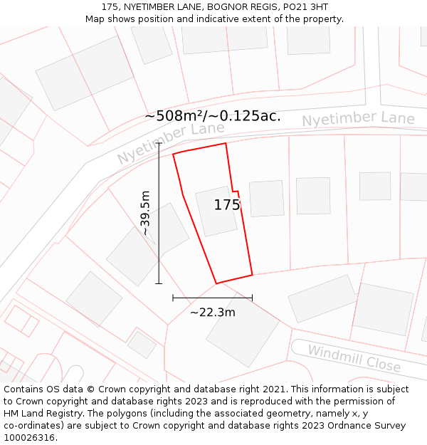 175, NYETIMBER LANE, BOGNOR REGIS, PO21 3HT: Plot and title map