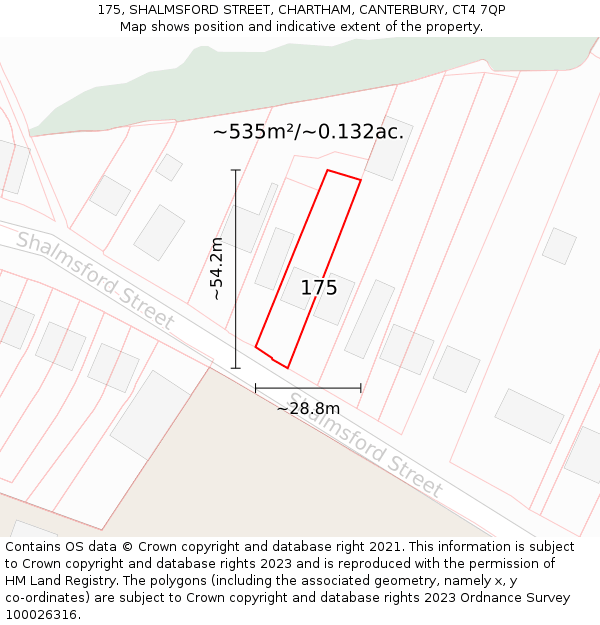 175, SHALMSFORD STREET, CHARTHAM, CANTERBURY, CT4 7QP: Plot and title map