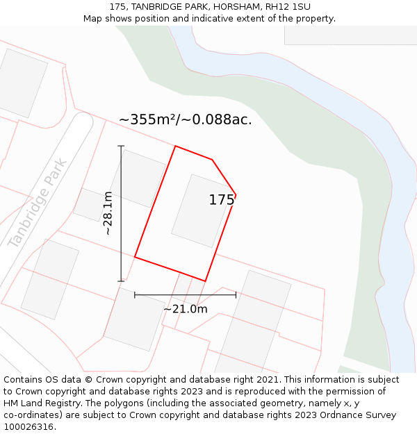 175, TANBRIDGE PARK, HORSHAM, RH12 1SU: Plot and title map