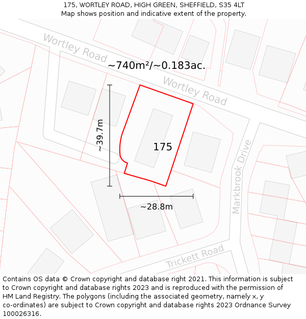 175, WORTLEY ROAD, HIGH GREEN, SHEFFIELD, S35 4LT: Plot and title map