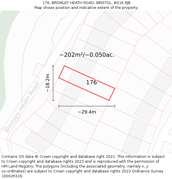 176, BROMLEY HEATH ROAD, BRISTOL, BS16 6JB: Plot and title map