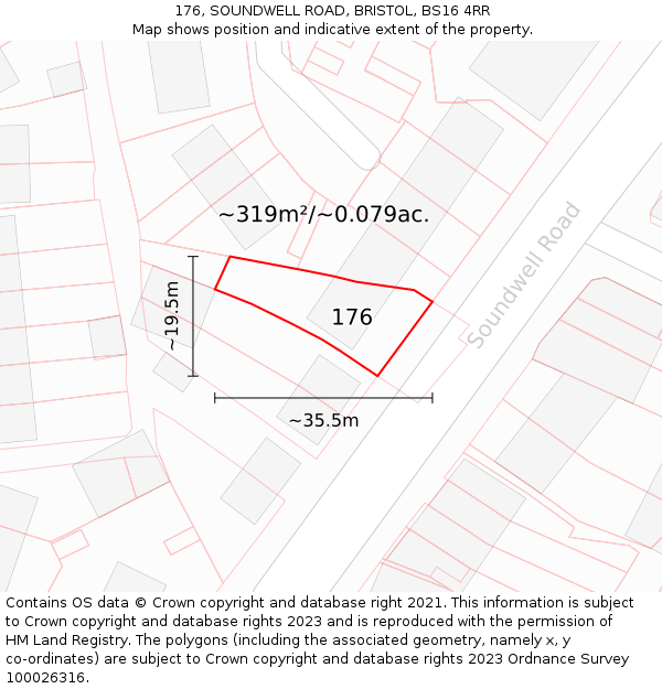176, SOUNDWELL ROAD, BRISTOL, BS16 4RR: Plot and title map
