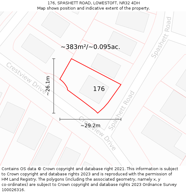 176, SPASHETT ROAD, LOWESTOFT, NR32 4DH: Plot and title map