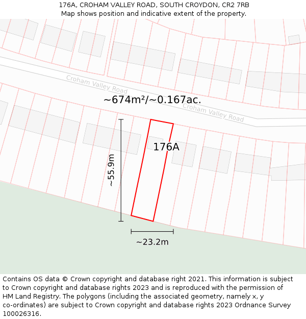 176A, CROHAM VALLEY ROAD, SOUTH CROYDON, CR2 7RB: Plot and title map