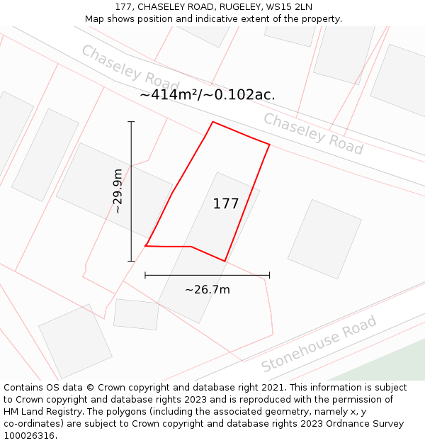177, CHASELEY ROAD, RUGELEY, WS15 2LN: Plot and title map