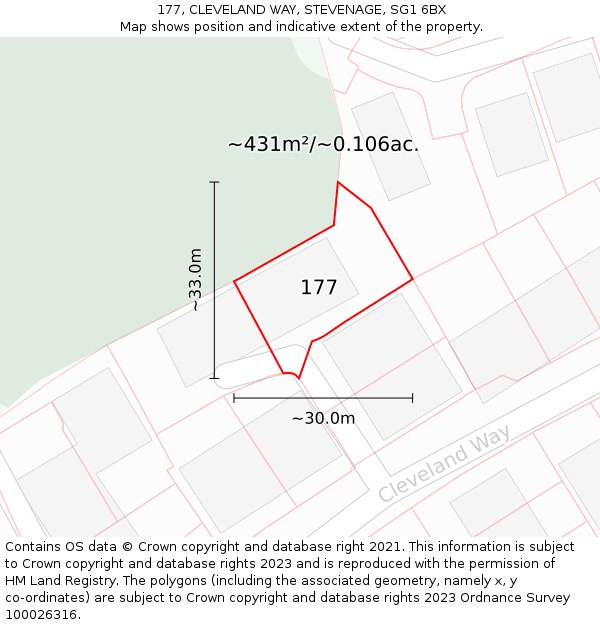 177, CLEVELAND WAY, STEVENAGE, SG1 6BX: Plot and title map