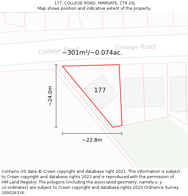 177, COLLEGE ROAD, MARGATE, CT9 2SJ: Plot and title map