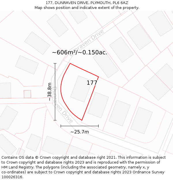 177, DUNRAVEN DRIVE, PLYMOUTH, PL6 6AZ: Plot and title map