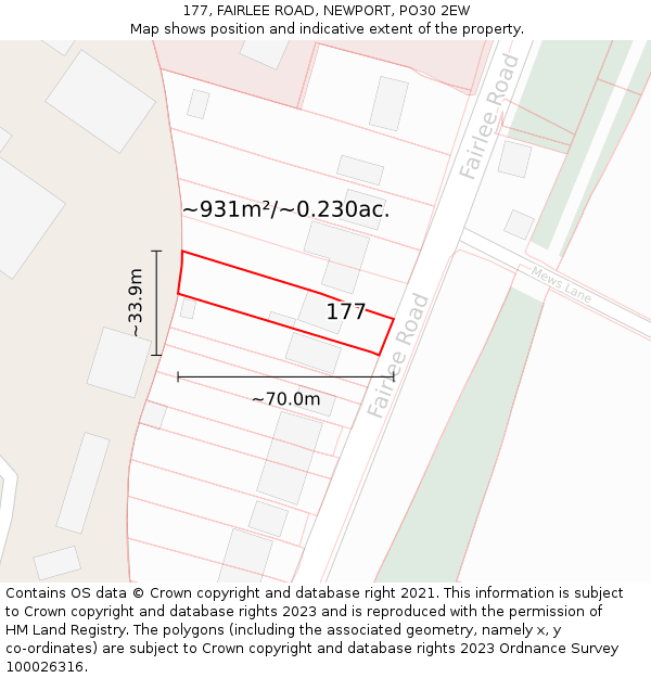 177, FAIRLEE ROAD, NEWPORT, PO30 2EW: Plot and title map