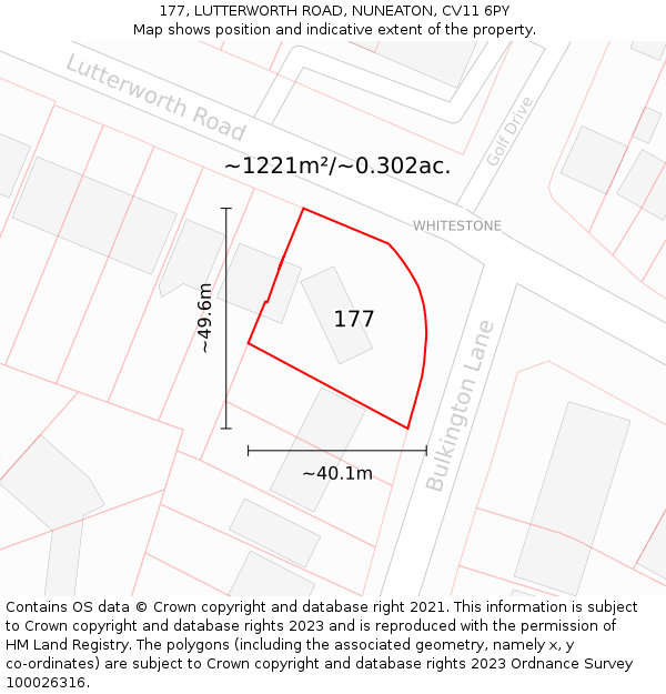 177, LUTTERWORTH ROAD, NUNEATON, CV11 6PY: Plot and title map