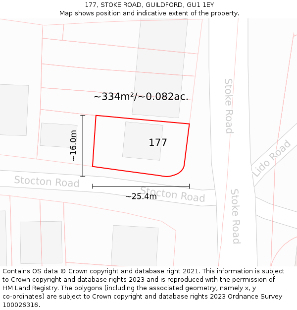 177, STOKE ROAD, GUILDFORD, GU1 1EY: Plot and title map