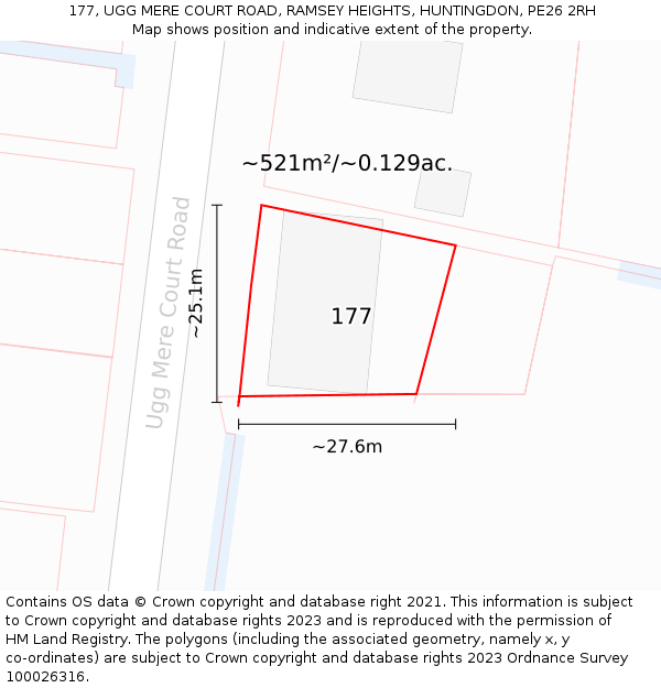 177, UGG MERE COURT ROAD, RAMSEY HEIGHTS, HUNTINGDON, PE26 2RH: Plot and title map