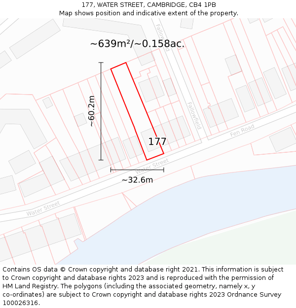 177, WATER STREET, CAMBRIDGE, CB4 1PB: Plot and title map