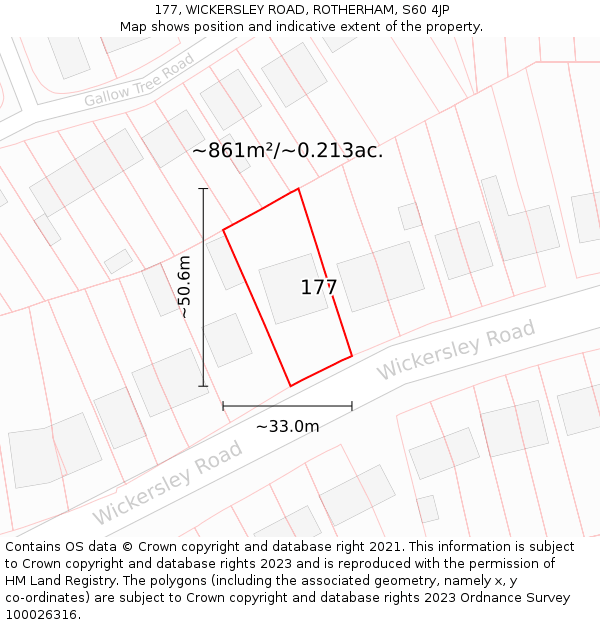 177, WICKERSLEY ROAD, ROTHERHAM, S60 4JP: Plot and title map