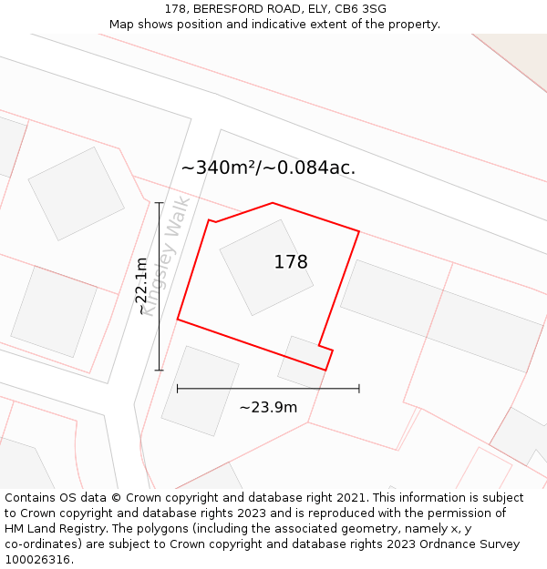 178, BERESFORD ROAD, ELY, CB6 3SG: Plot and title map