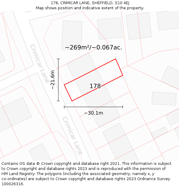 178, CRIMICAR LANE, SHEFFIELD, S10 4EJ: Plot and title map