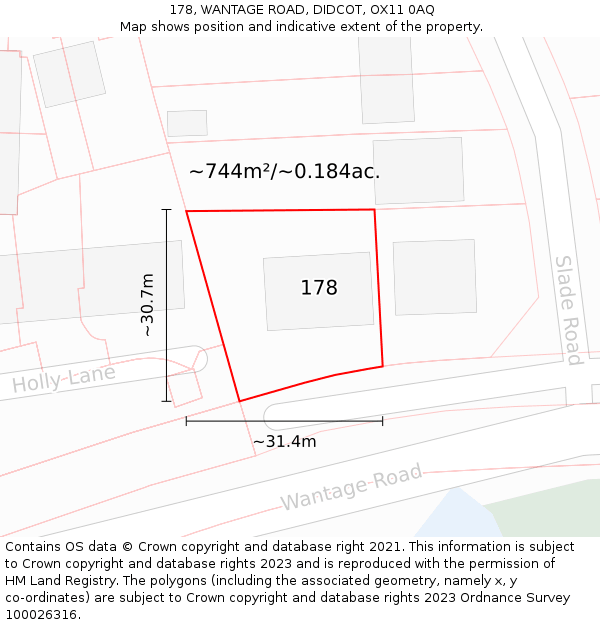 178, WANTAGE ROAD, DIDCOT, OX11 0AQ: Plot and title map