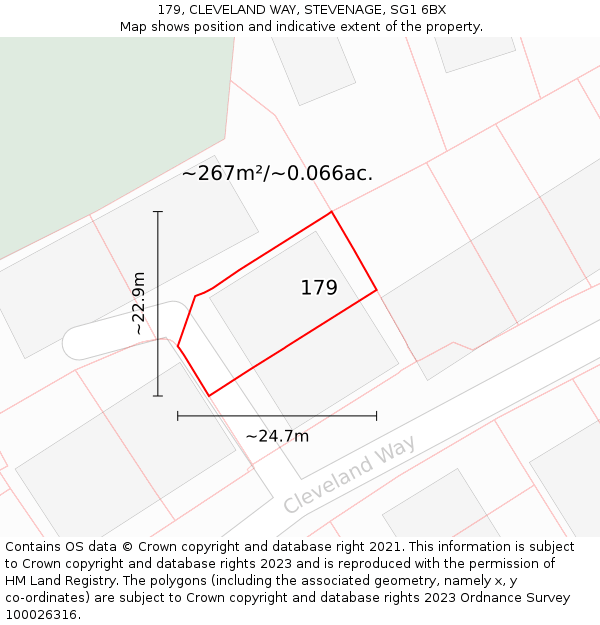 179, CLEVELAND WAY, STEVENAGE, SG1 6BX: Plot and title map