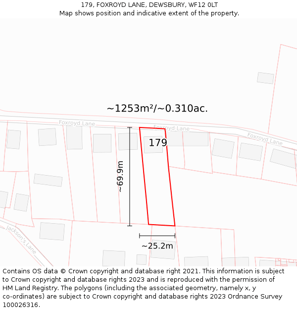 179, FOXROYD LANE, DEWSBURY, WF12 0LT: Plot and title map