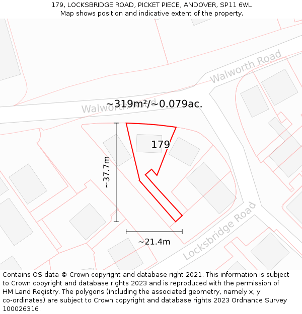 179, LOCKSBRIDGE ROAD, PICKET PIECE, ANDOVER, SP11 6WL: Plot and title map