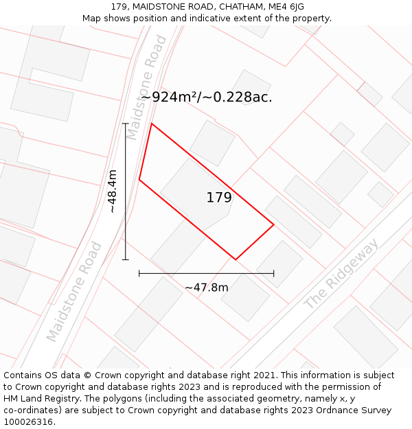 179, MAIDSTONE ROAD, CHATHAM, ME4 6JG: Plot and title map