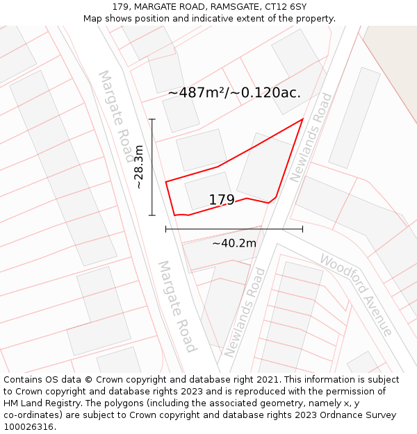 179, MARGATE ROAD, RAMSGATE, CT12 6SY: Plot and title map