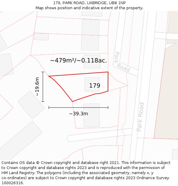 179, PARK ROAD, UXBRIDGE, UB8 1NP: Plot and title map