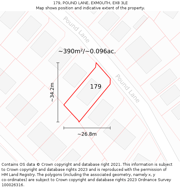 179, POUND LANE, EXMOUTH, EX8 3LE: Plot and title map