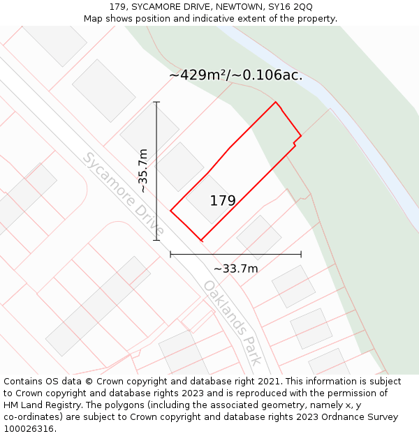 179, SYCAMORE DRIVE, NEWTOWN, SY16 2QQ: Plot and title map