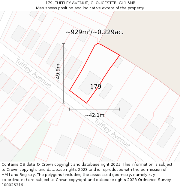 179, TUFFLEY AVENUE, GLOUCESTER, GL1 5NR: Plot and title map