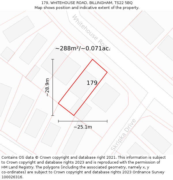 179, WHITEHOUSE ROAD, BILLINGHAM, TS22 5BQ: Plot and title map