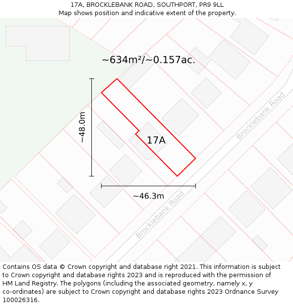 17A, BROCKLEBANK ROAD, SOUTHPORT, PR9 9LL: Plot and title map