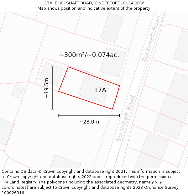 17A, BUCKSHAFT ROAD, CINDERFORD, GL14 3DW: Plot and title map