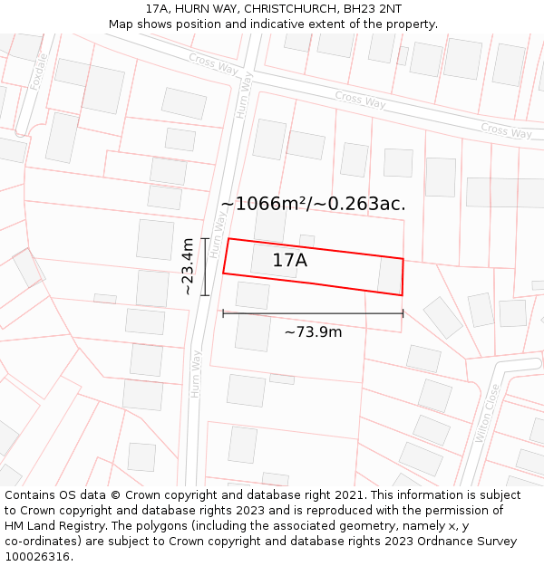 17A, HURN WAY, CHRISTCHURCH, BH23 2NT: Plot and title map