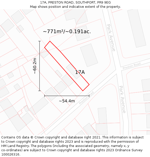 17A, PRESTON ROAD, SOUTHPORT, PR9 9EG: Plot and title map