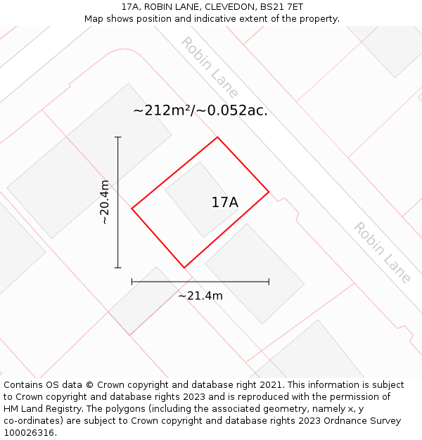 17A, ROBIN LANE, CLEVEDON, BS21 7ET: Plot and title map