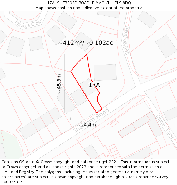 17A, SHERFORD ROAD, PLYMOUTH, PL9 8DQ: Plot and title map