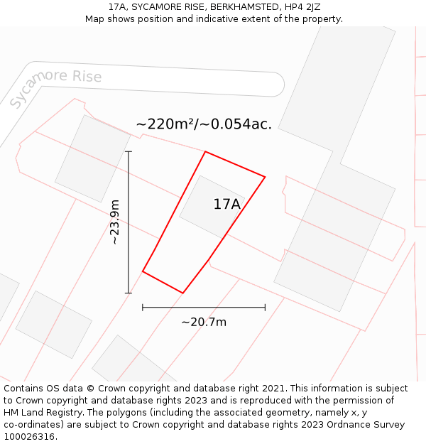 17A, SYCAMORE RISE, BERKHAMSTED, HP4 2JZ: Plot and title map
