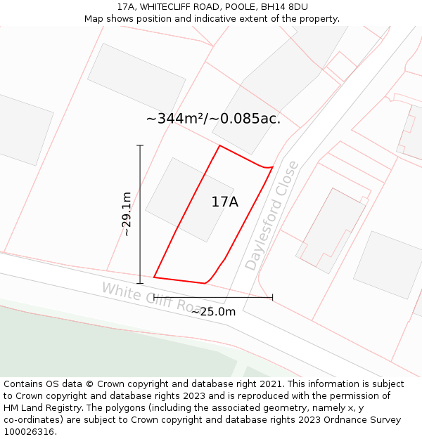 17A, WHITECLIFF ROAD, POOLE, BH14 8DU: Plot and title map