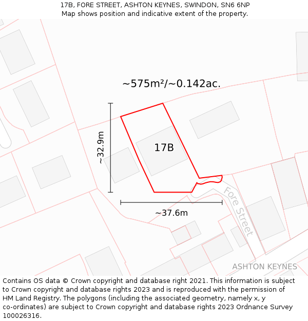 17B, FORE STREET, ASHTON KEYNES, SWINDON, SN6 6NP: Plot and title map