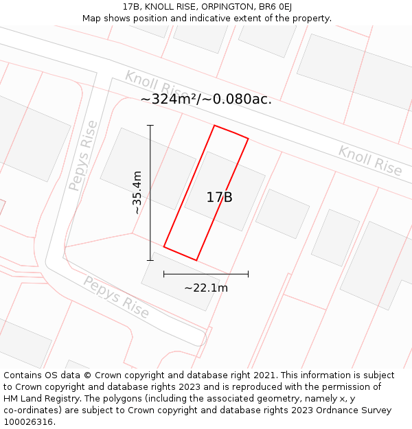 17B, KNOLL RISE, ORPINGTON, BR6 0EJ: Plot and title map