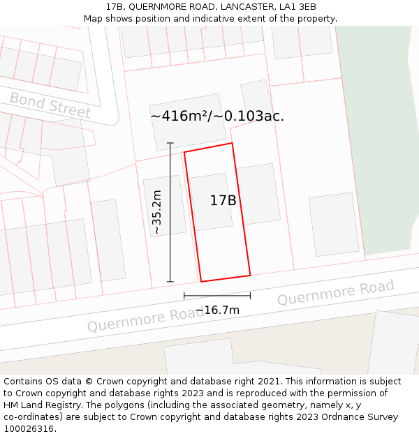 17B, QUERNMORE ROAD, LANCASTER, LA1 3EB: Plot and title map