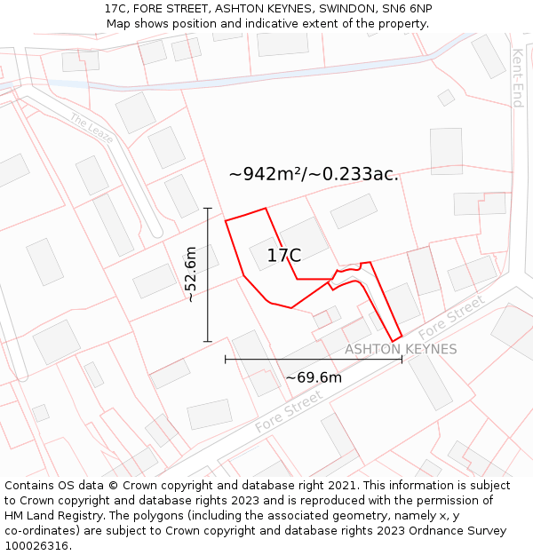 17C, FORE STREET, ASHTON KEYNES, SWINDON, SN6 6NP: Plot and title map