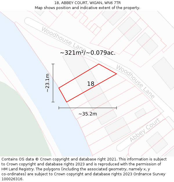 18, ABBEY COURT, WIGAN, WN6 7TR: Plot and title map