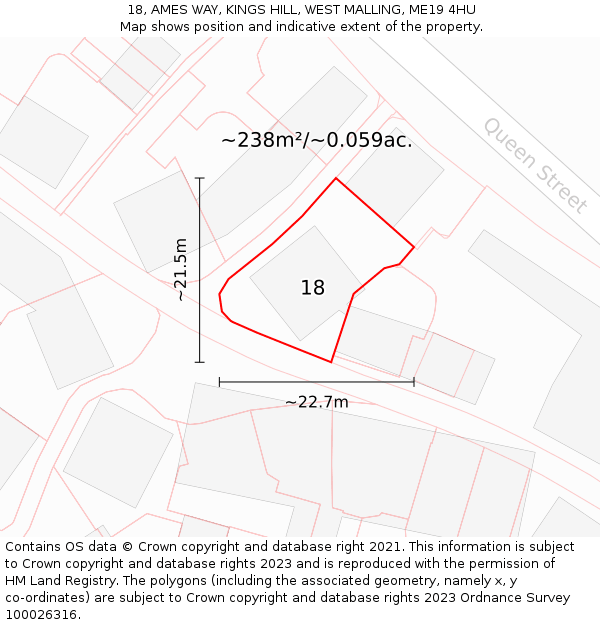 18, AMES WAY, KINGS HILL, WEST MALLING, ME19 4HU: Plot and title map