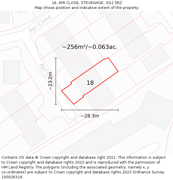 18, AYR CLOSE, STEVENAGE, SG1 5RZ: Plot and title map