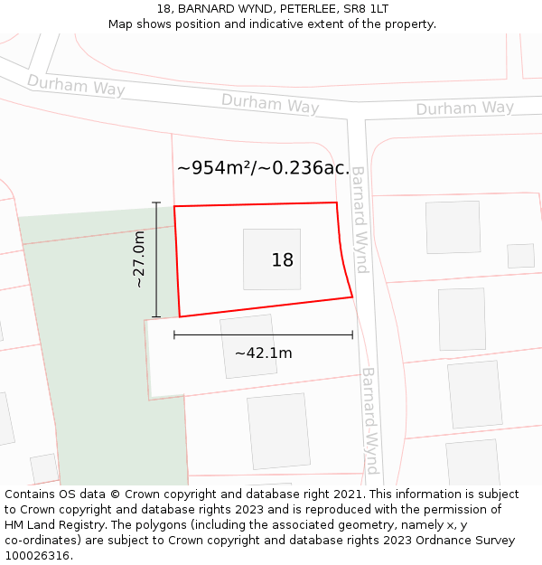 18, BARNARD WYND, PETERLEE, SR8 1LT: Plot and title map